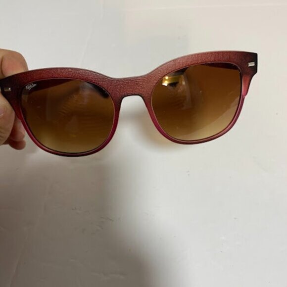 Affliction Red/Brown Gradient Wood Grain Women's Square Sunglasses - Picture 3 of 7
